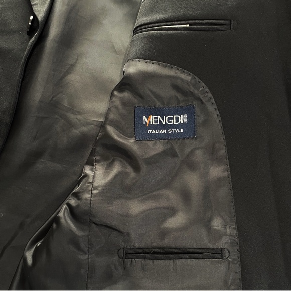 Mengdi Prince Men’s Italian Style Suit Blazer Black Three Button Closure Size 40 - Picture 6 of 8